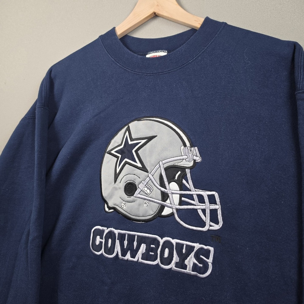 Vintage 90s Nutmeg Dallas Cowboys NFL Crewneck Sweatshirt Men's XL Navy USA Made